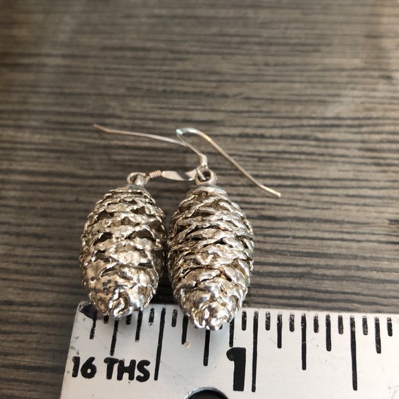 Vintage Silver Plated Tiny Pinecone Earrings - Picture 7 of 11